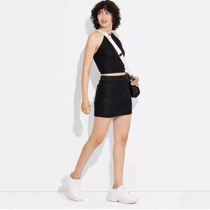 NWT Wild Fable Women Skirt Mini Sweater Shiny Party Cocktail Black Size L